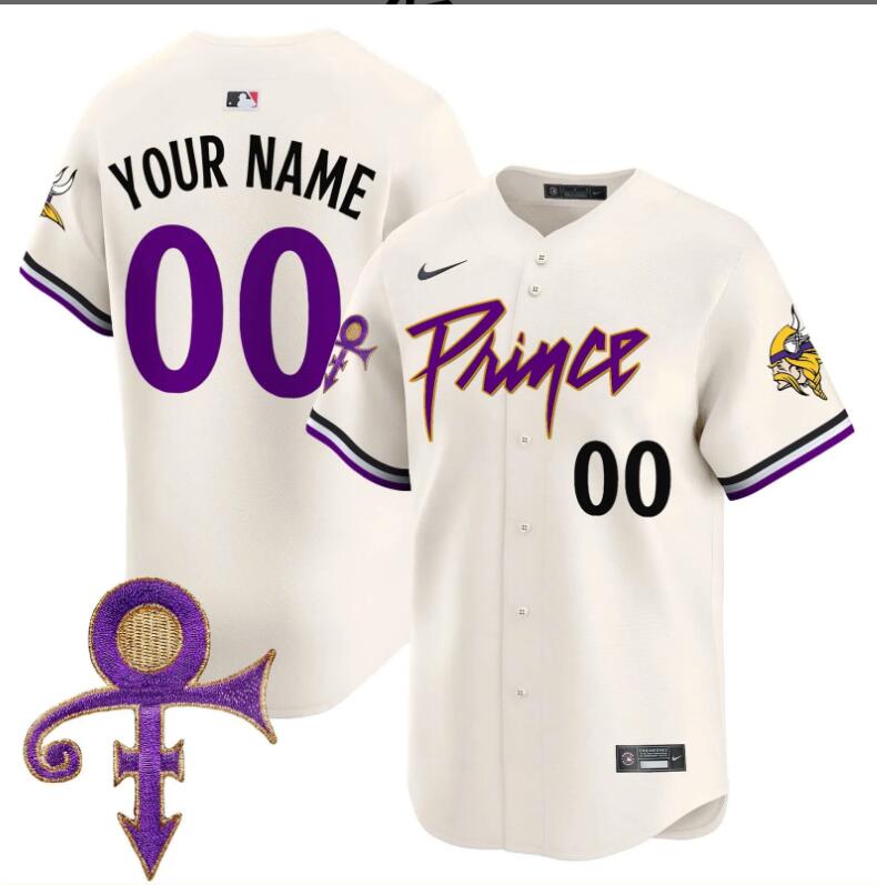 Men 2024 Nike NFL Minnesota Vikings Prince Patch Vapor Premier Limited Custom Jersey style5